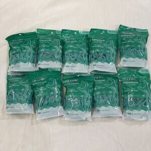 LOT OF 10 GUM PROFESSIONAL CLEAN 150CT FLOSS PICKS IN EA = 1500 FLOSS PICKS TTL